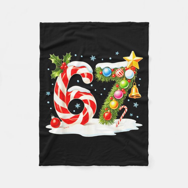 Funny Nice Naughty 6 7 Christmas 67 Meme Xmas Boys Fleece Blanket (Front)