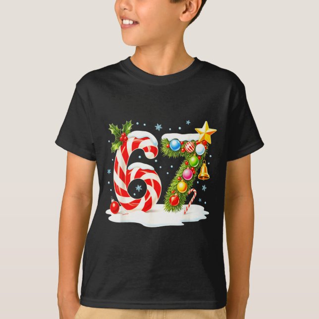 Funny Nice Naughty 6 7 Christmas 67 Meme Xmas Boys T-Shirt (Front)