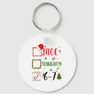 Funny Nice Naughty 6 7 Meme Christmas Six Seven  Key Ring