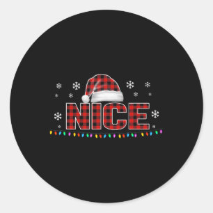 Funny Nice Red Plaid Costume Matching Christmas Co Classic Round Sticker