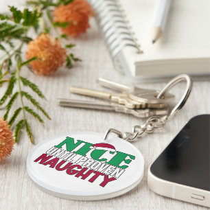 Funny Nice Until Proven Naughy Christmas Joke Key Ring