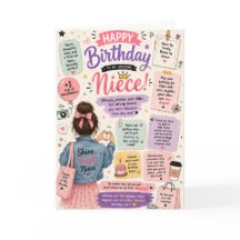 Funny Niece Birthday Card Cute Pink Girly Humour