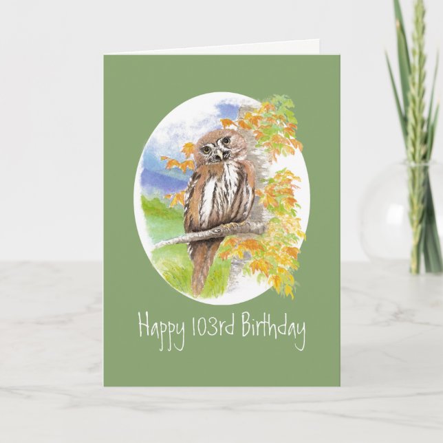 Funny Night Owl 103rd Birthday  Older Custom Card (Front)