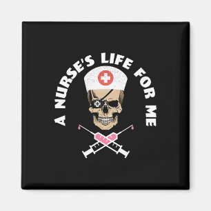 Funny Night Shift Nurse Skeleton Pirate Halloween Magnet