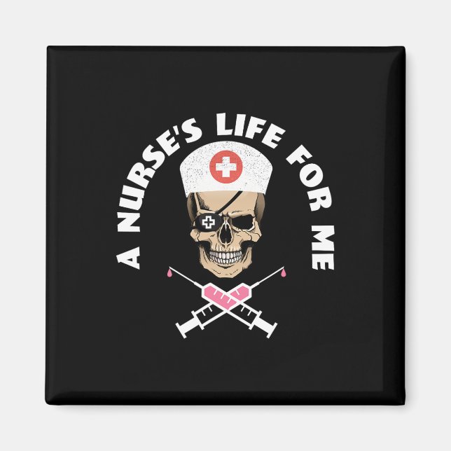 Funny Night Shift Nurse Skeleton Pirate Halloween  Magnet (Front)