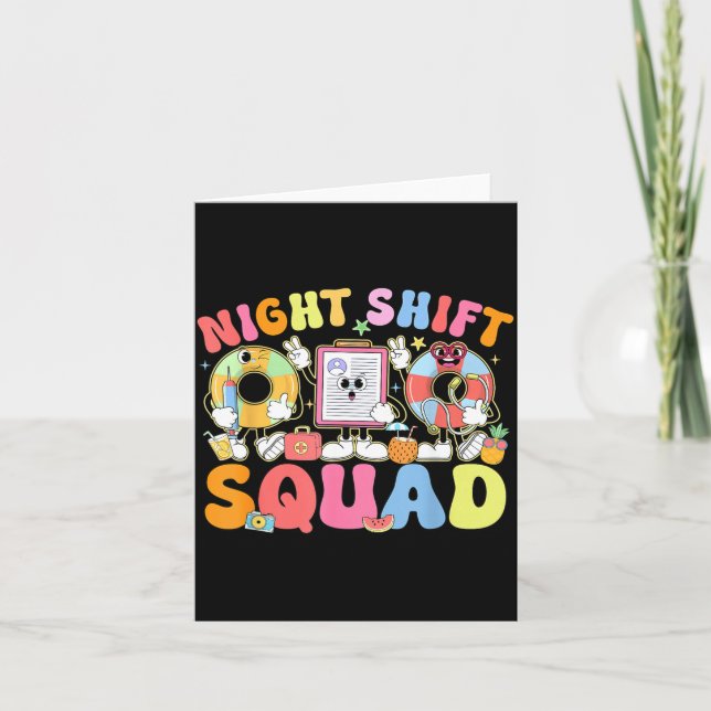 Funny Night Shift Squad Summer Vibes ER Nurse Team Card (Front)