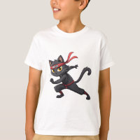 Funny Ninja Cat Cartoon Graphic Design with Cute M