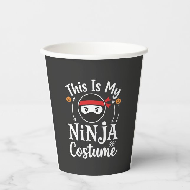 Funny Ninja Costume Halloween Design_1 Paper Cups (Front)