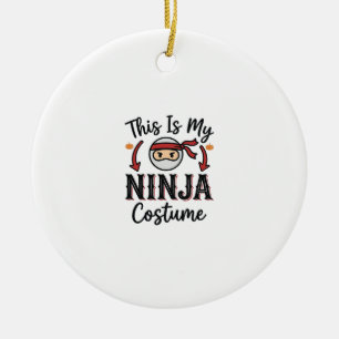 Funny Ninja Costume Halloween Vector Design_1 Ceramic Tree Decoration