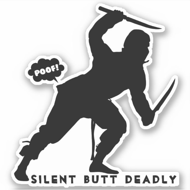 funny ninja fart joke silent but deadly sticker (Front)
