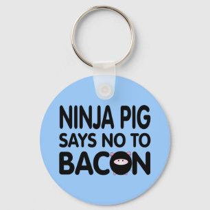 Funny Ninja Pig Says No to Bacon Key Ring