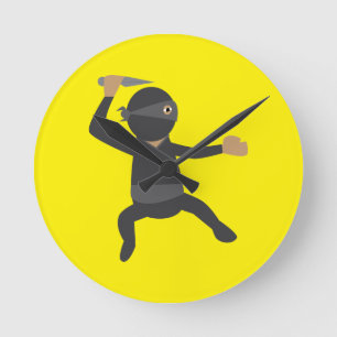 Funny Ninja Round Clock