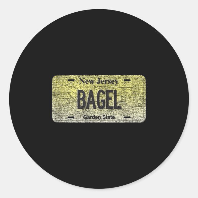 Funny Nj State Vanity License Plate Bagel  Classic Round Sticker (Front)