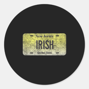 Funny Nj State Vanity License Plate Iri-shirt Classic Round Sticker