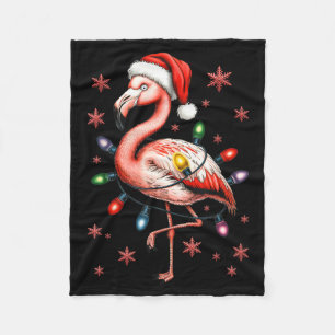 Funny Nk Flamingo Christmas Tree Lights Xmas Snowf Fleece Blanket