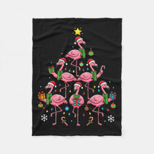 Funny Nk Flamingo Christmas Tree Santa Hats Holida Fleece Blanket