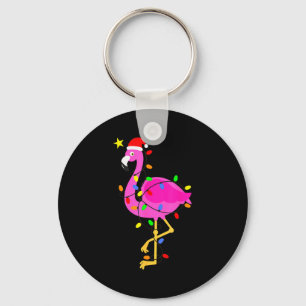 Funny Nk Flamingo In Santa Hat Christmas In July M Key Ring