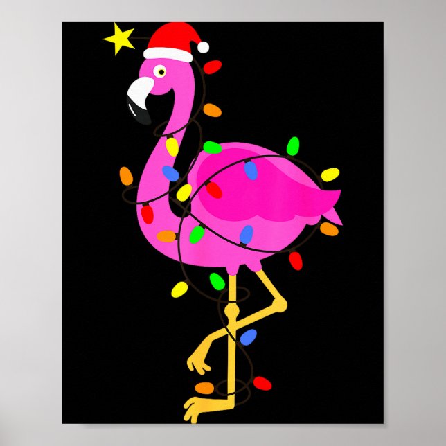 Funny Nk Flamingo In Santa Hat Christmas In July M Poster (Front)