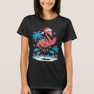 Funny Nk Flamingo In Santa Hat Christmas In July M T-Shirt