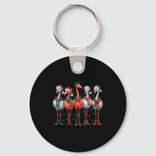 Funny Nk Flamingos Merry Christmas Tree Xmas Snowf Key Ring