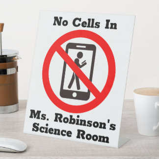 Funny No Cells in Science Room  Pedestal Sign