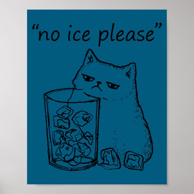 Funny No Ice Please Cat Meme Poster (Front)