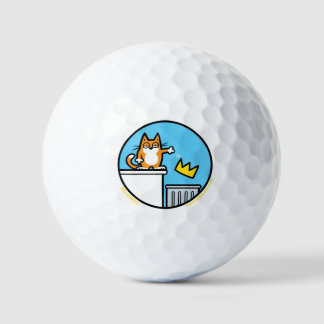 Funny No Kings Cat Cartoon on Golf Balls
