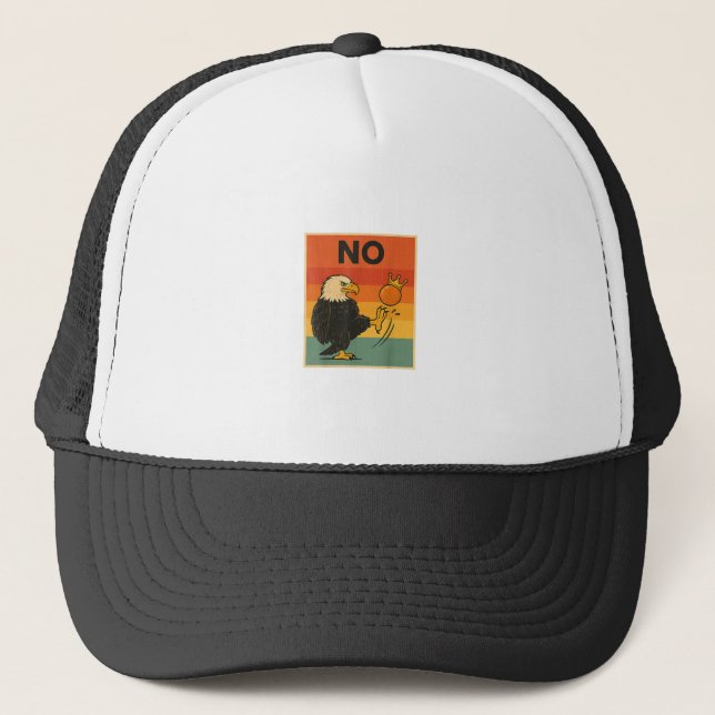 Funny No Kings In America Men Women Trucker Hat (Front)