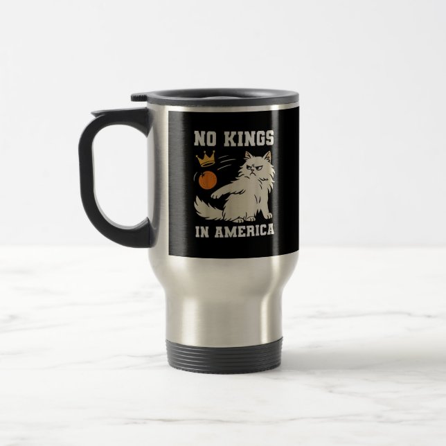Funny No Kings in America Retro Classic Style Travel Mug (Left)