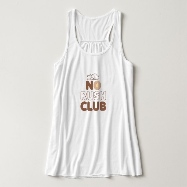 Funny "No Rush Club" with Sleeping Animal Singlet (Design Front)