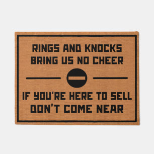 Funny No Soliciting Humour Rustic Brown Introvert Doormat