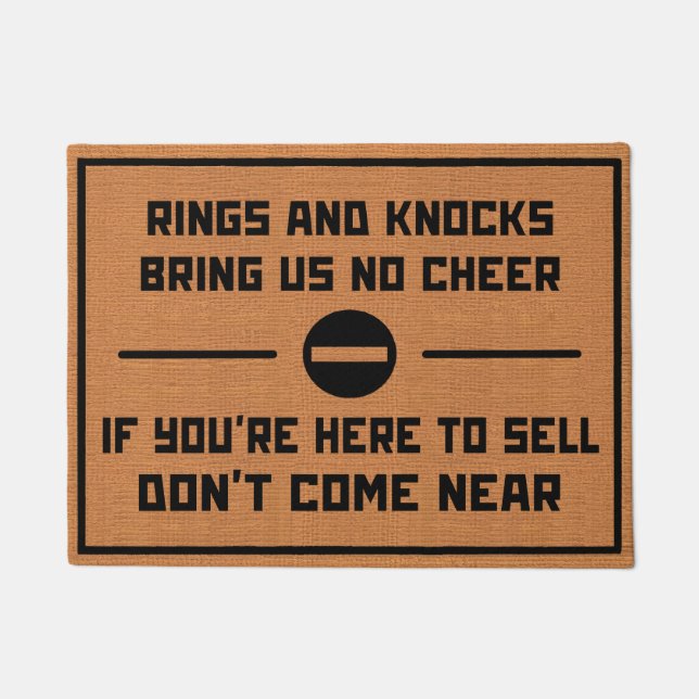 Funny No Soliciting Humour Rustic Brown Introvert Doormat (Front)