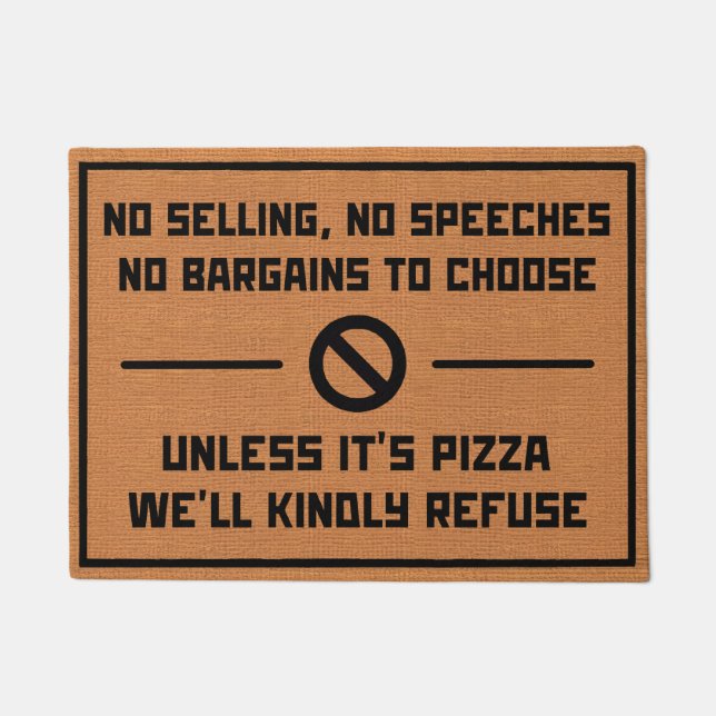 Funny No Soliciting Humour Rustic Brown Minimalist Doormat (Front)