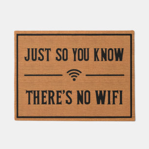 Funny No Wifi Rustic Brown Burlap Pattern  Doormat