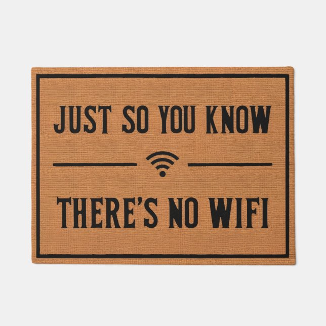 Funny No Wifi Rustic Brown Burlap Pattern  Doormat (Front)