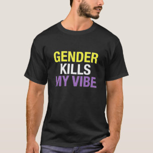 Funny Nonbinary Flag Enby Genderqueer Non Binary T-Shirt