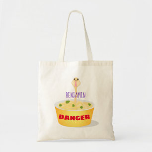Funny noodles humour snake cartoon illustration tote bag