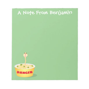 Funny noodles snake cartoon illustration kitchen notepad