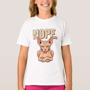 Funny NOPE Annoyed Sphynx Cat Vintage Humor T-Shirt