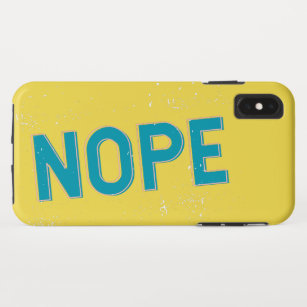 Funny Nope Typography Turquoise Blue and Yellow Case-Mate iPhone Case