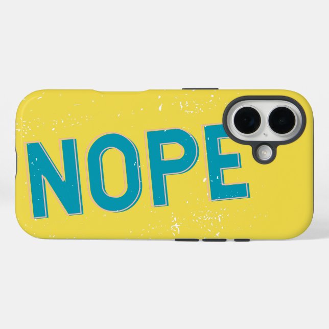 Funny Nope Typography Turquoise Blue and Yellow Case-Mate iPhone Case (Back (Horizontal))