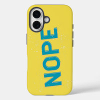 Funny Nope Typography Turquoise Blue and Yellow
