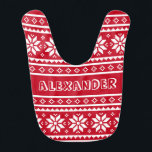 Funny nordic Christmas sweater pattern baby bib<br><div class="desc">Funny nordic sweater pattern baby bib for boy or girl. Cute Christmas gift idea for newborn kids,  new mum,  etc. Winter Holiday design. personalised with name,  Xmas  greeting or quote.</div>