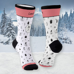 Funny Nordic Gnomes Reindeer Winter Trees Socks