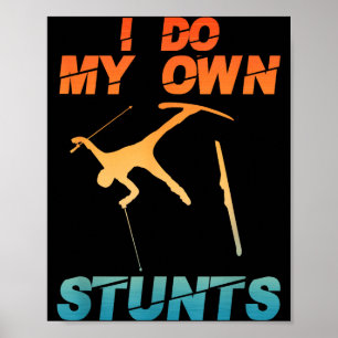 Funny nordic mountain skiing art for men women poster