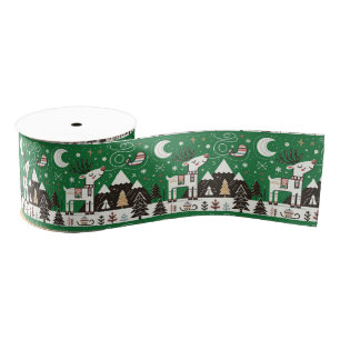  Funny  Nordic Reindeer Pattern Grosgrain Ribbon