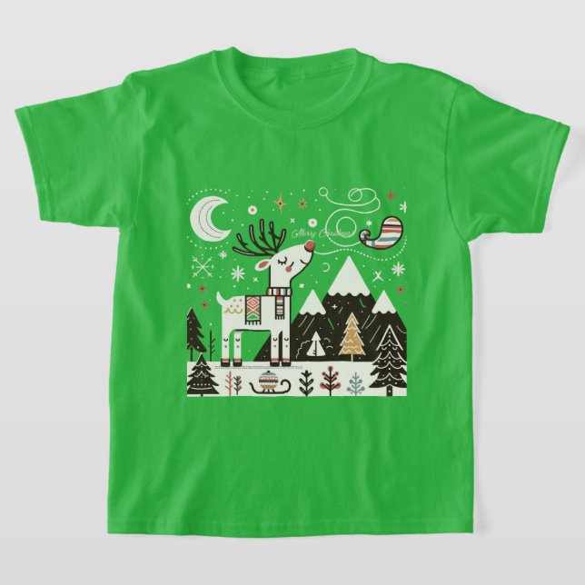  Funny  Nordic Reindeer Pattern T-Shirt (Laydown)