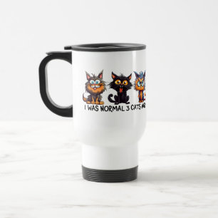Funny normal three cats  travel mug