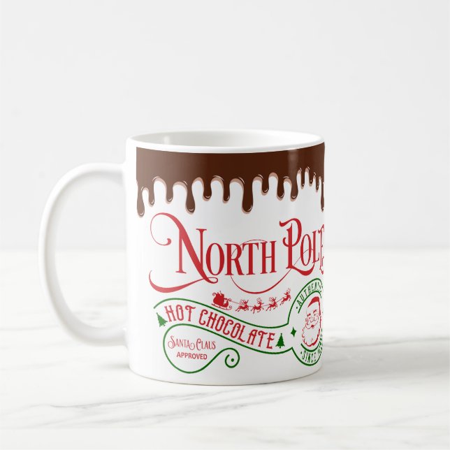 Funny North Pole Hot Chocolate Christmas Coffee Mug (Left)