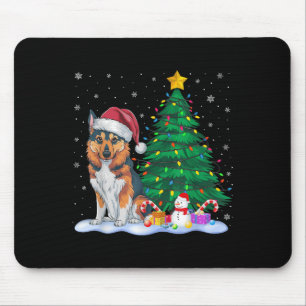 Funny Norwegian Elkhound Dog Xmas Tree Lights Rein Mouse Pad